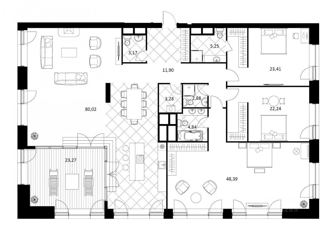 Фото 23 Садовые Кварталы -  5-к Квартира 227 м²