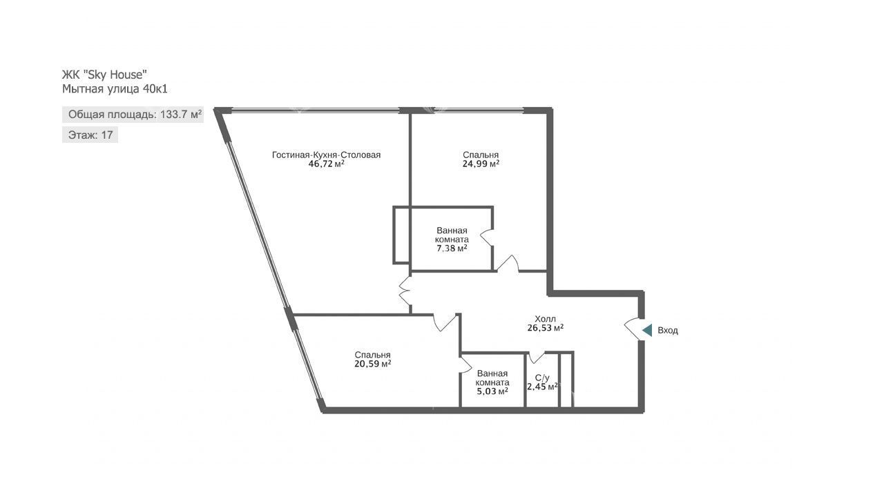 Фото 6 Sky House -  3-к Квартира 133.7 м²